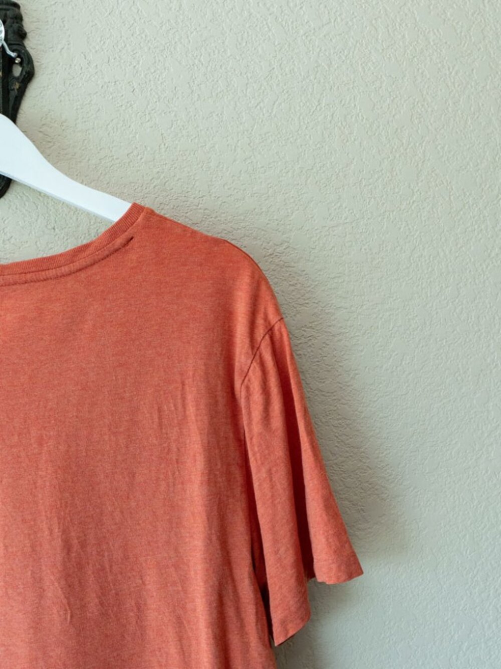 Polo Ralph Lauren Orange V Neck T Shirt Men's Large Pony Logo 100% Cotton Tee - Picture 11 of 13